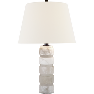 Round Chunky Stacked Table Lamp with Linen Shade