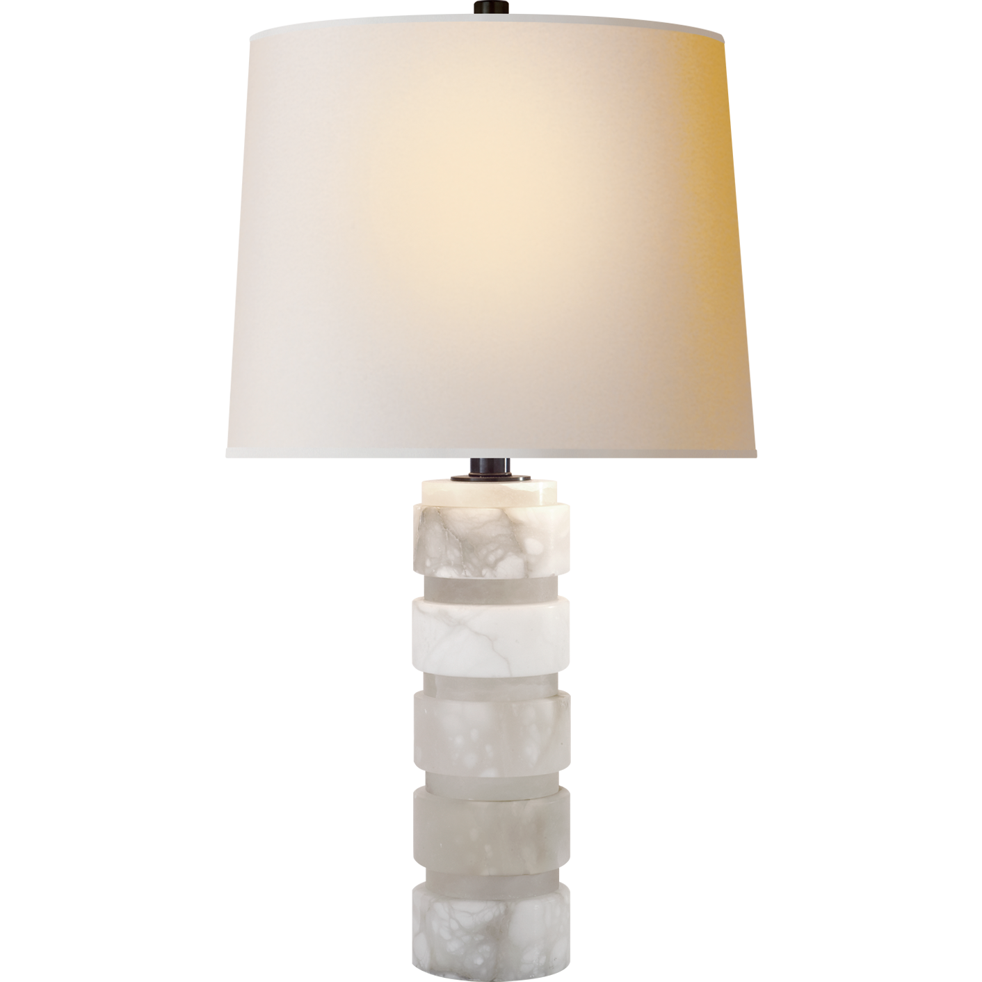 Round Chunky Stacked Table Lamp with Natural Paper Shade