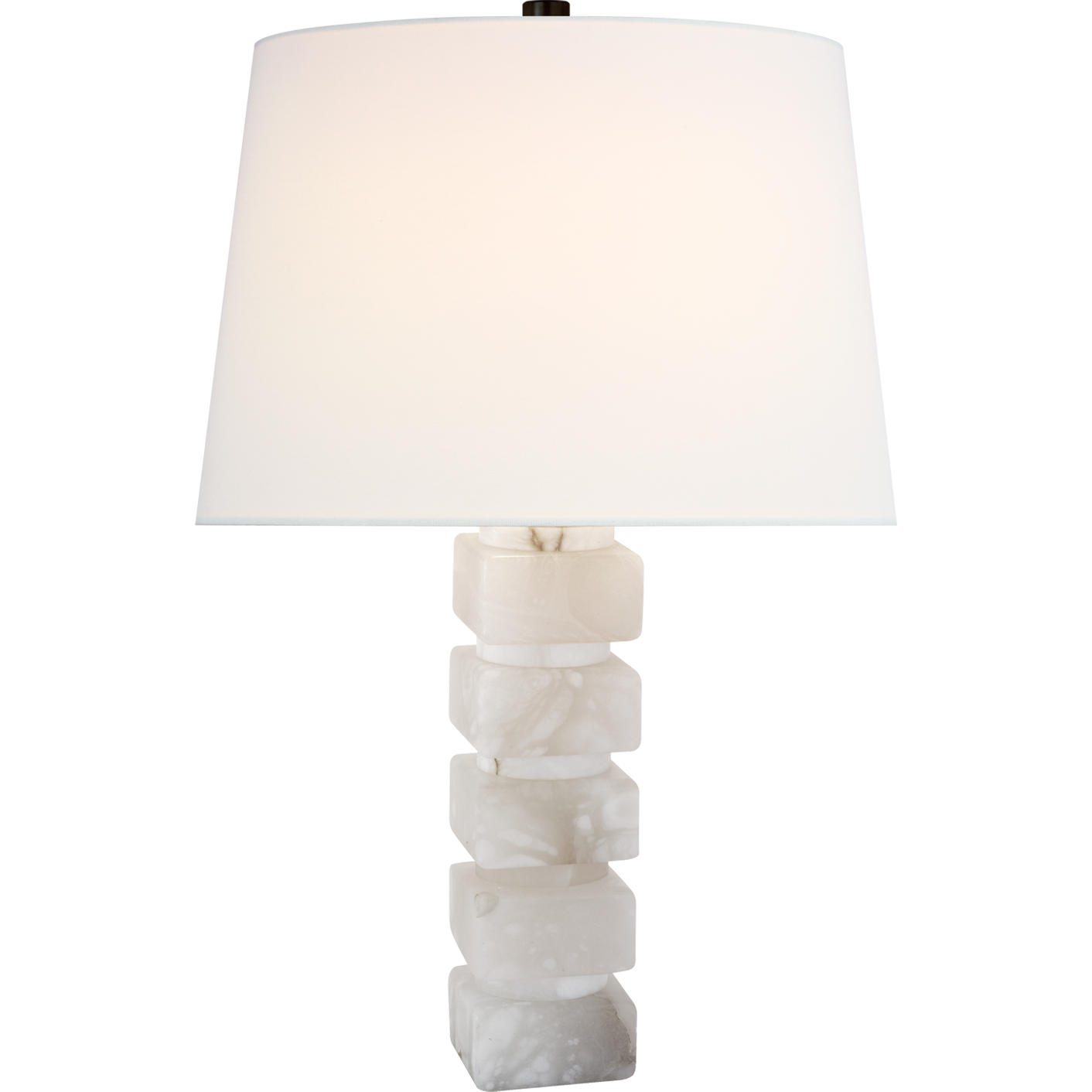 Square Chunky Stacked Table Lamp with Linen Shade