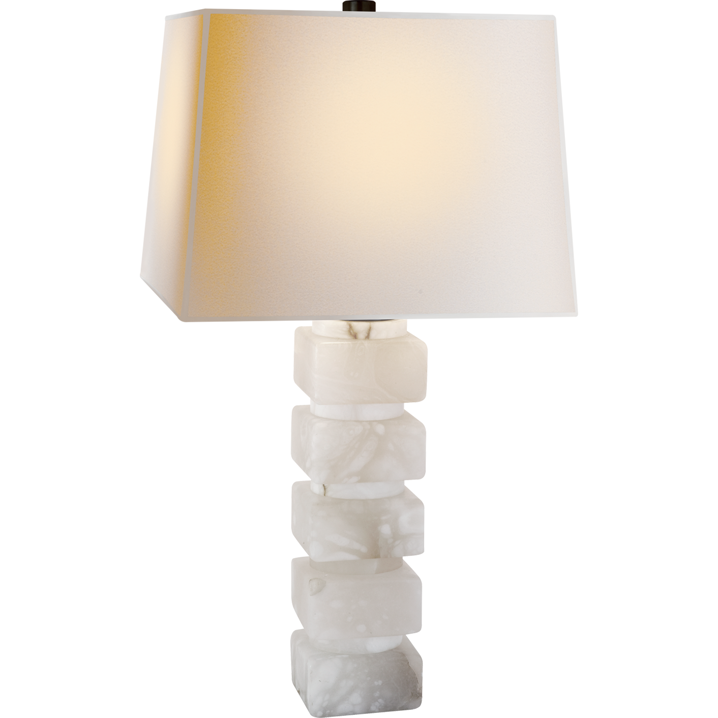 Square Chunky Stacked Table Lamp with Natural Paper Shade