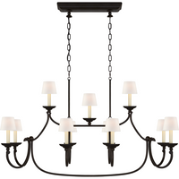Flemish Large Linear Pendant with Linen Shades