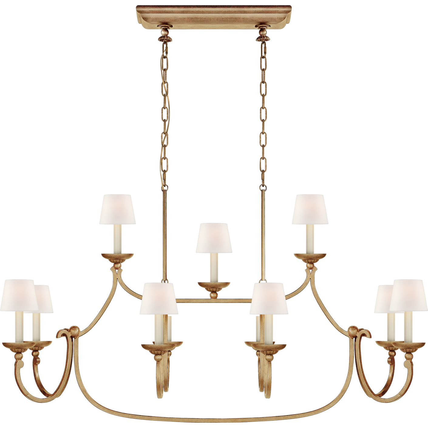 Flemish Large Linear Pendant with Linen Shades