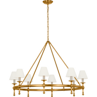 Classic 42" Ring Chandelier with Linen Shades