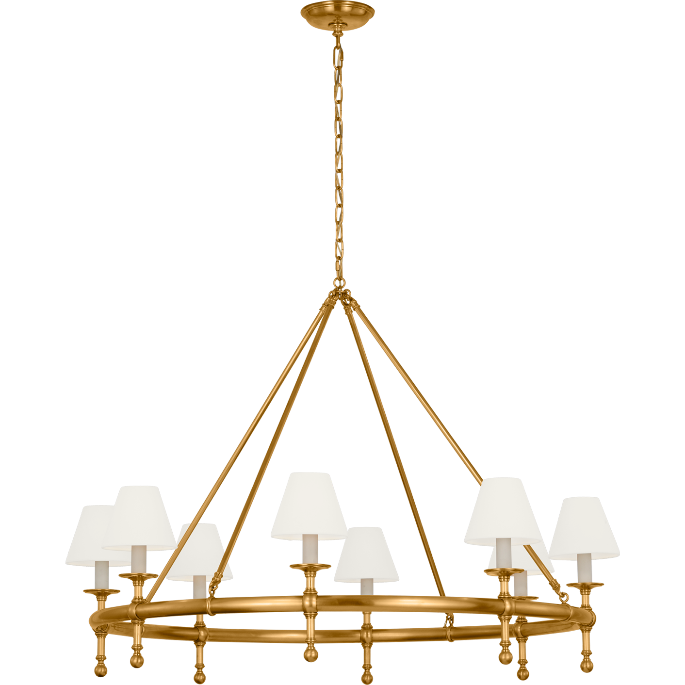 Classic 42" Ring Chandelier with Linen Shades