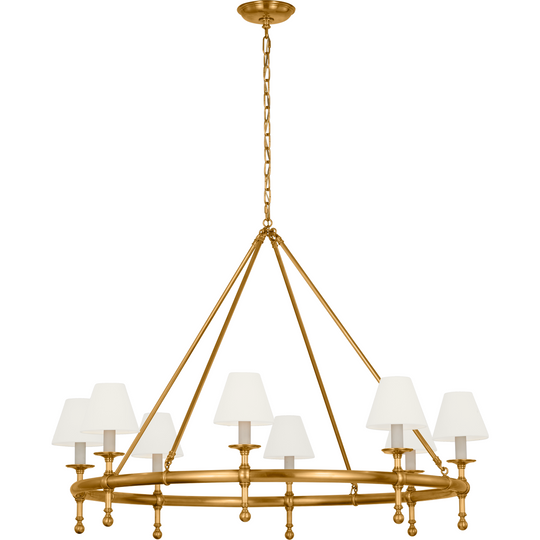 Classic 42" Ring Chandelier with Linen Shades