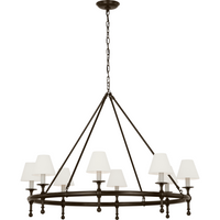Classic 42" Ring Chandelier with Linen Shades