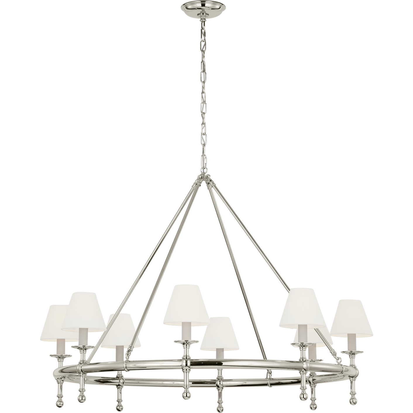Classic 42" Ring Chandelier with Linen Shades