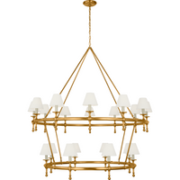 Classic 54" Two-Tier Ring Chandelier with Linen Shades