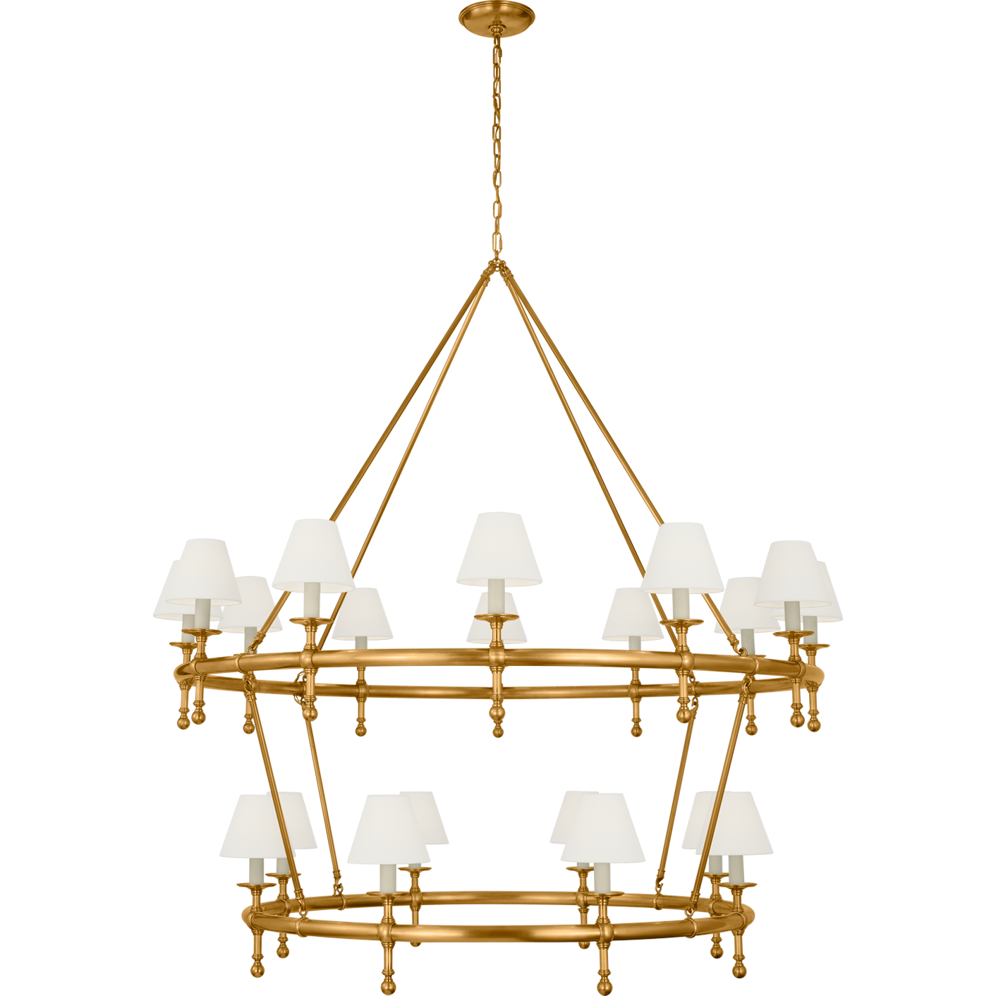 Classic 54" Two-Tier Ring Chandelier with Linen Shades