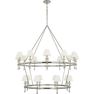 Classic 54" Two-Tier Ring Chandelier with Linen Shades