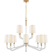 Reagan Grande Two Tier Chandelier with Linen Shades