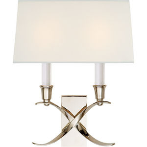 Cross Bouillotte Small Sconce with Linen Shade