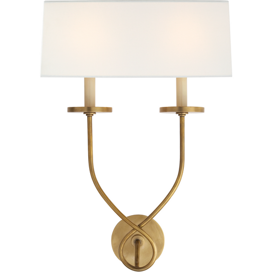 Symmetric Twist Double Sconce with Linen Shade