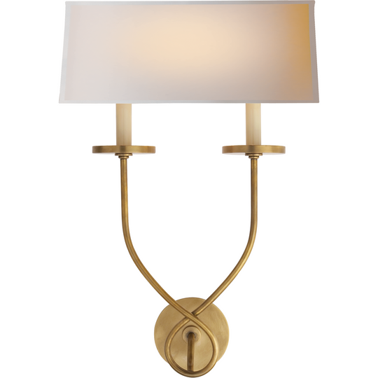 Symmetric Twist Double Sconce with Natural Paper Shade