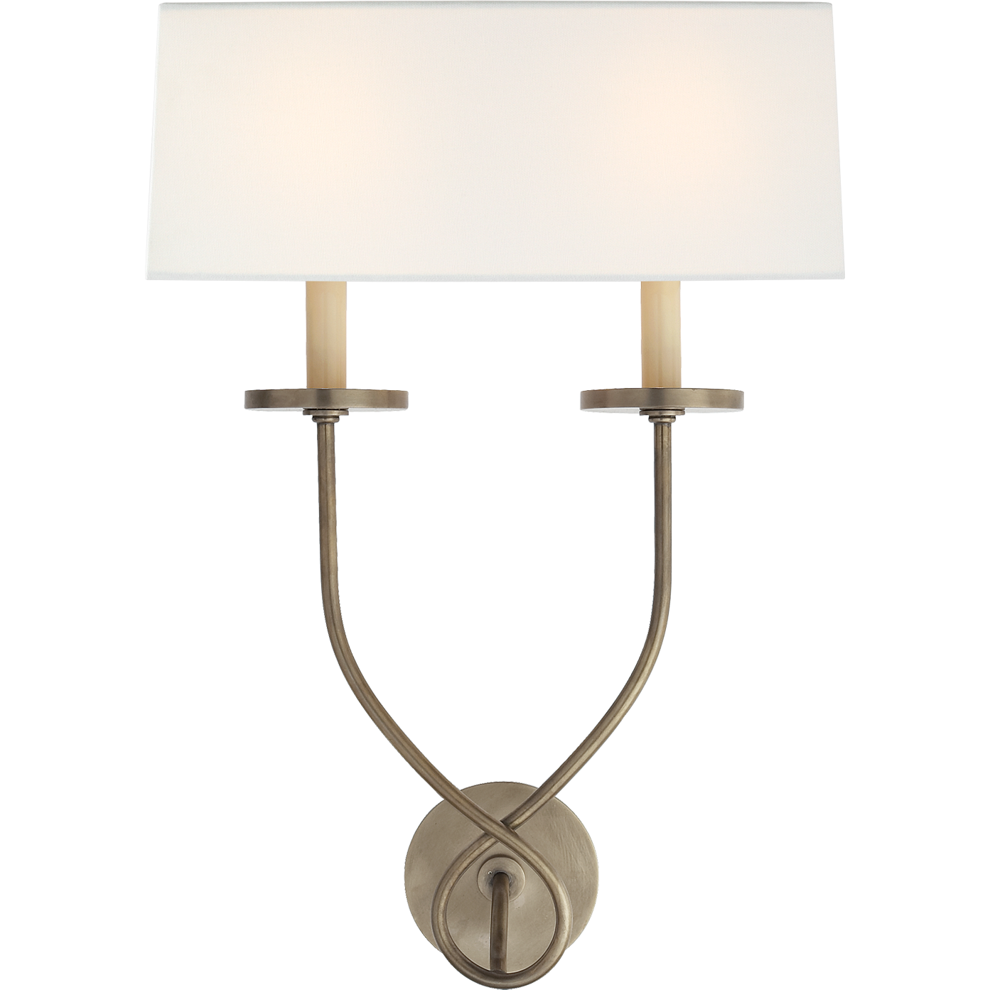 Symmetric Twist Double Sconce with Linen Shade