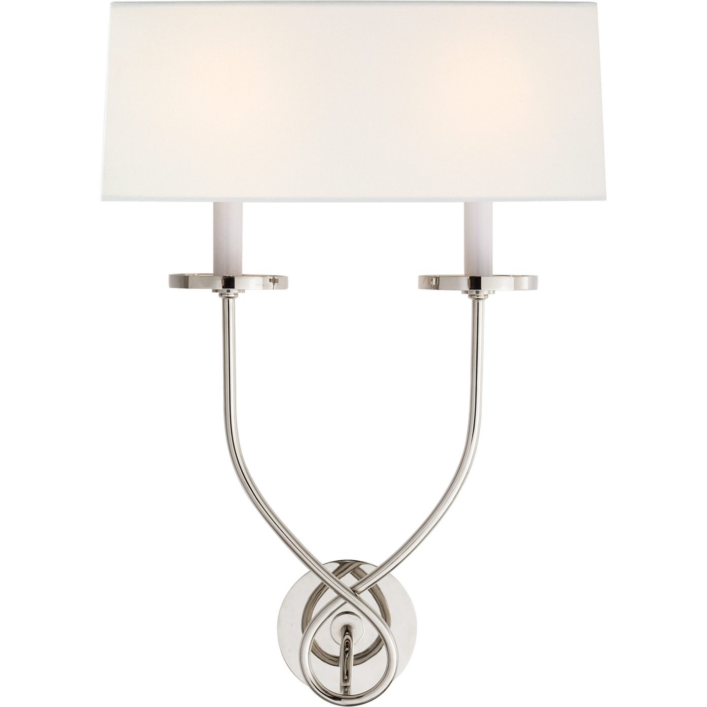Symmetric Twist Double Sconce with Linen Shade