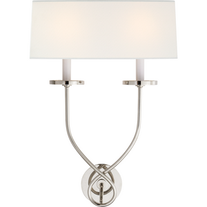 Symmetric Twist Double Sconce with Linen Shade