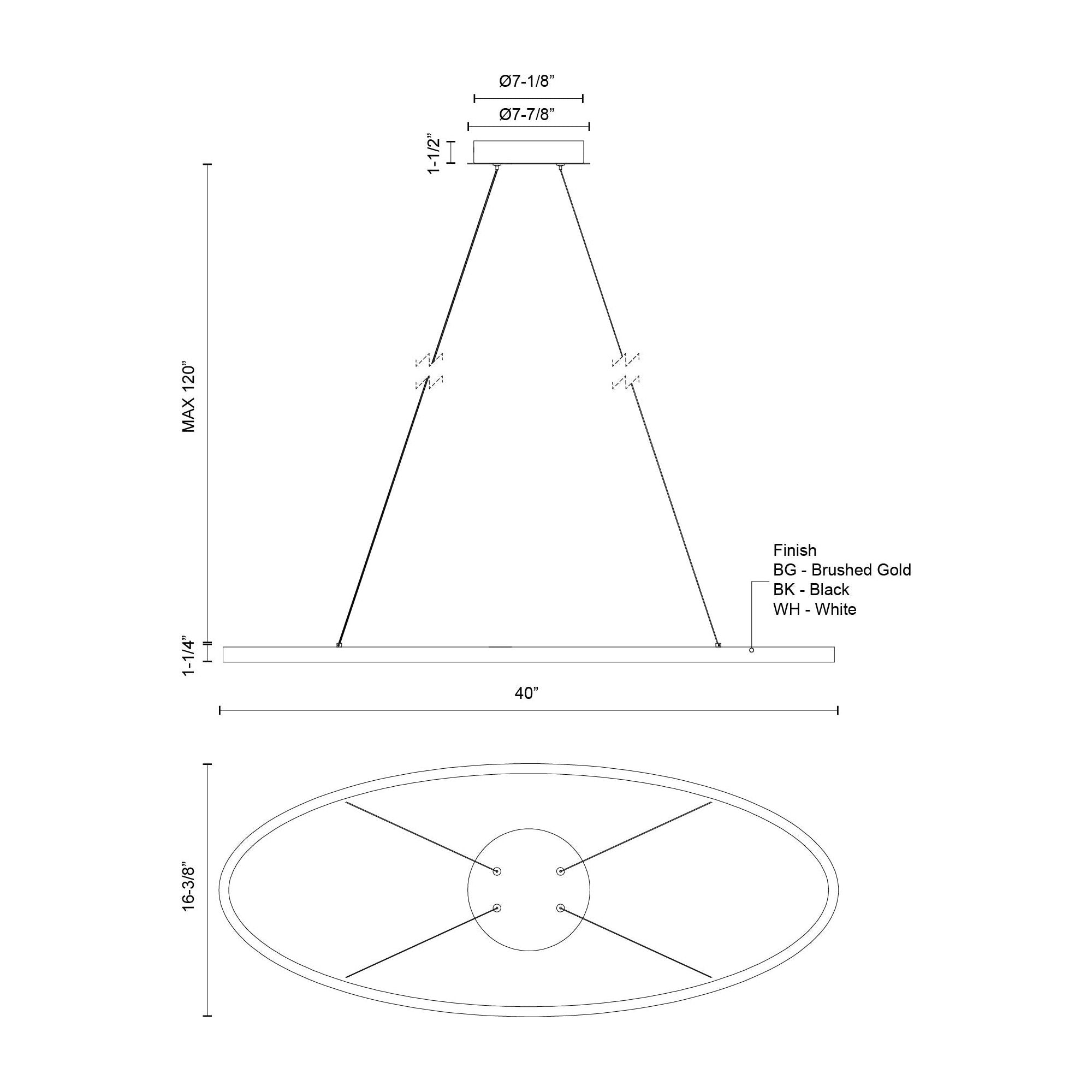 Ovale 40" Linear Pendant