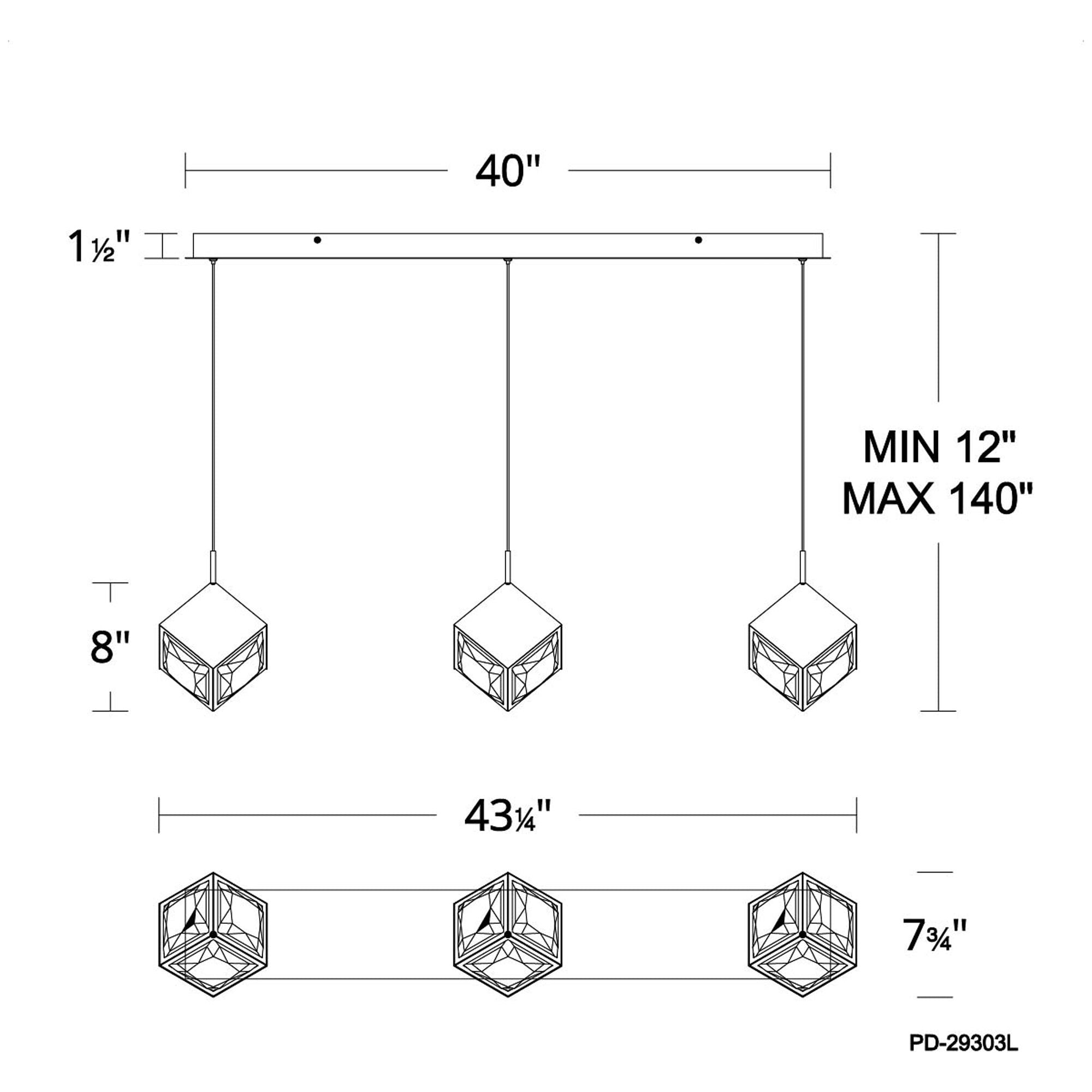 Ice Cube 3-Light Linear LED Multi Pendant