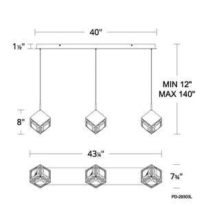 Ice Cube 3-Light Linear LED Multi Pendant