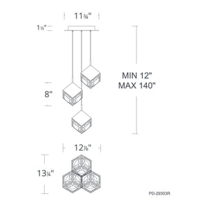 Ice Cube 3-Light Round LED Multi Pendant