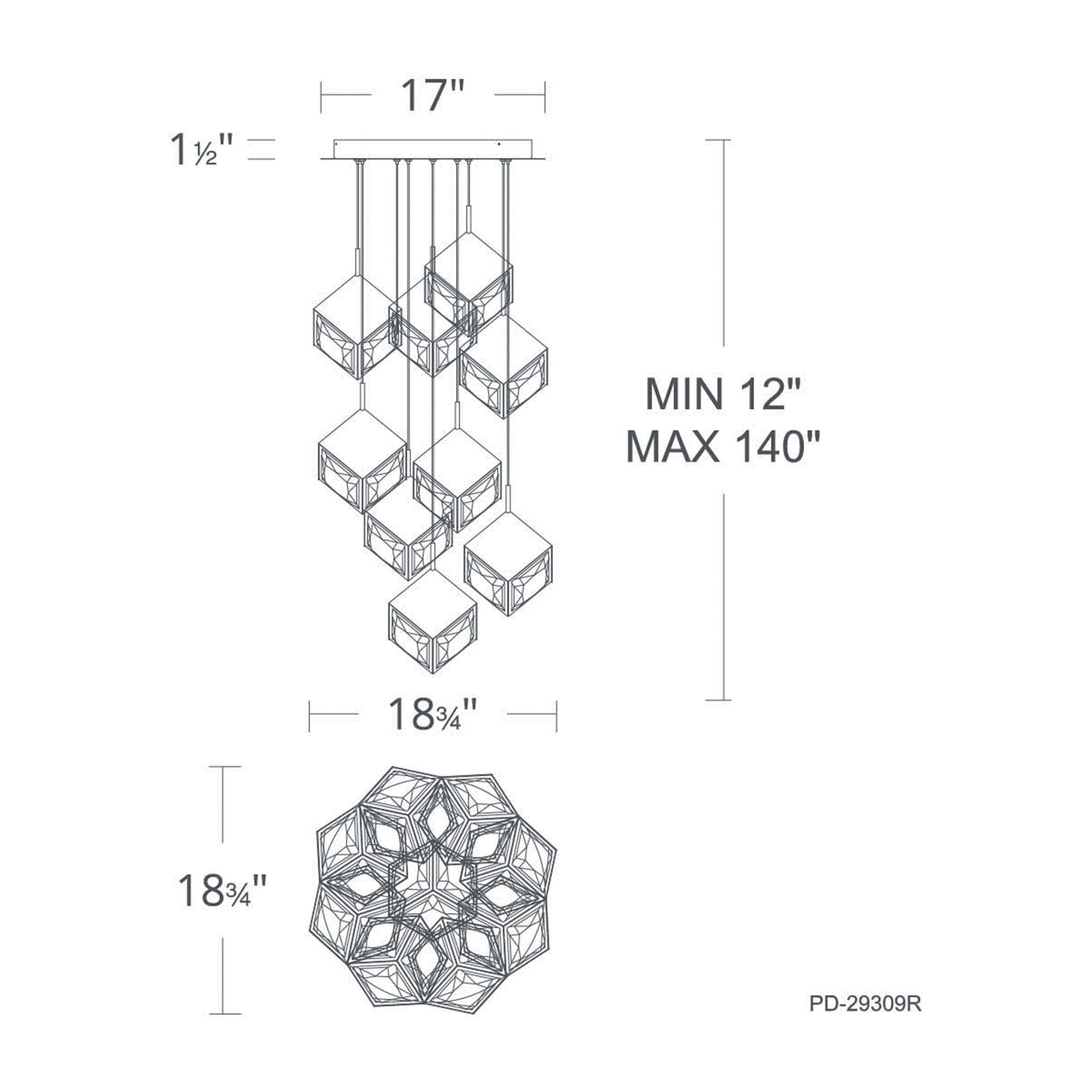 Ice Cube 9-Light Round LED Multi Pendant