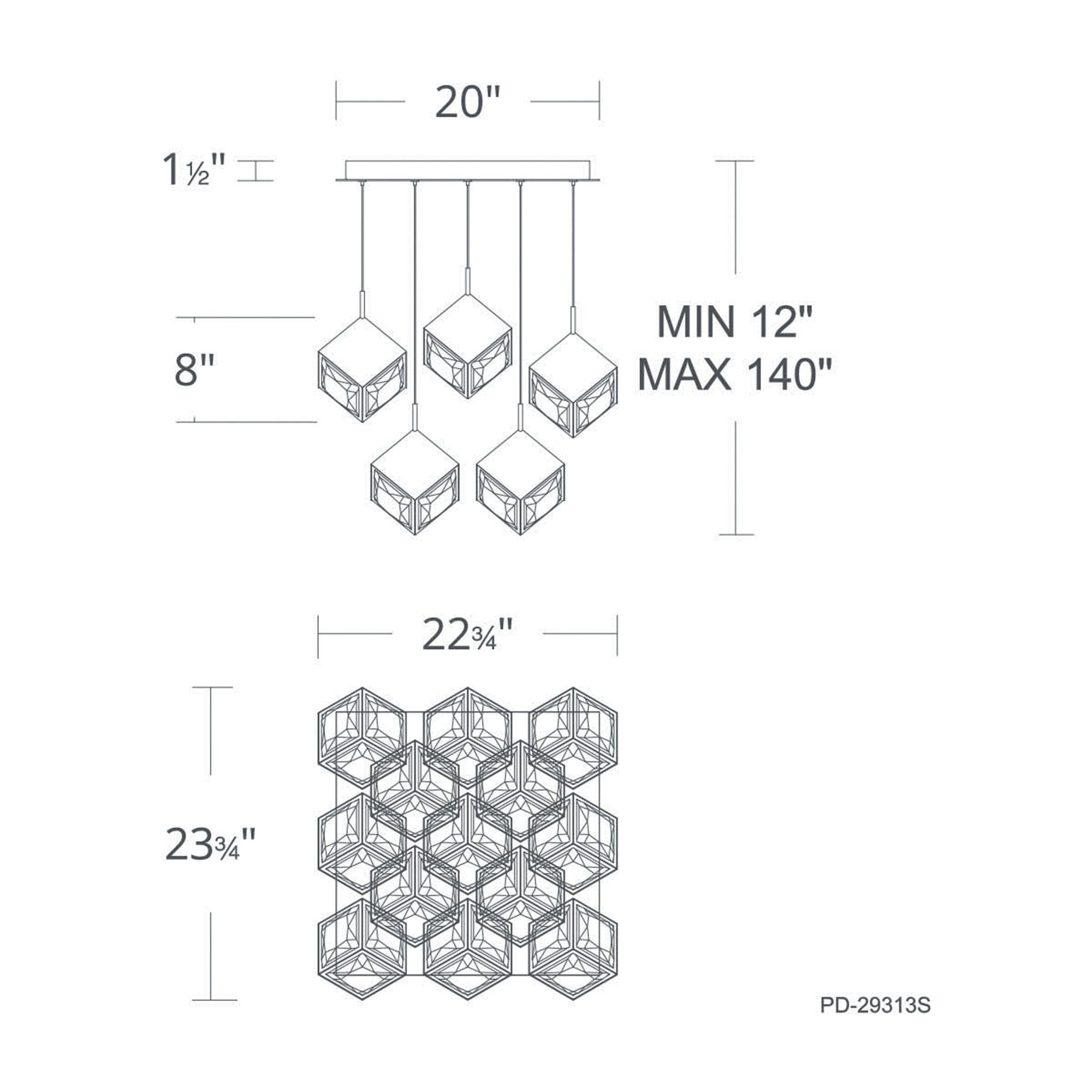 Ice Cube 13-Light Square LED Multi Pendant