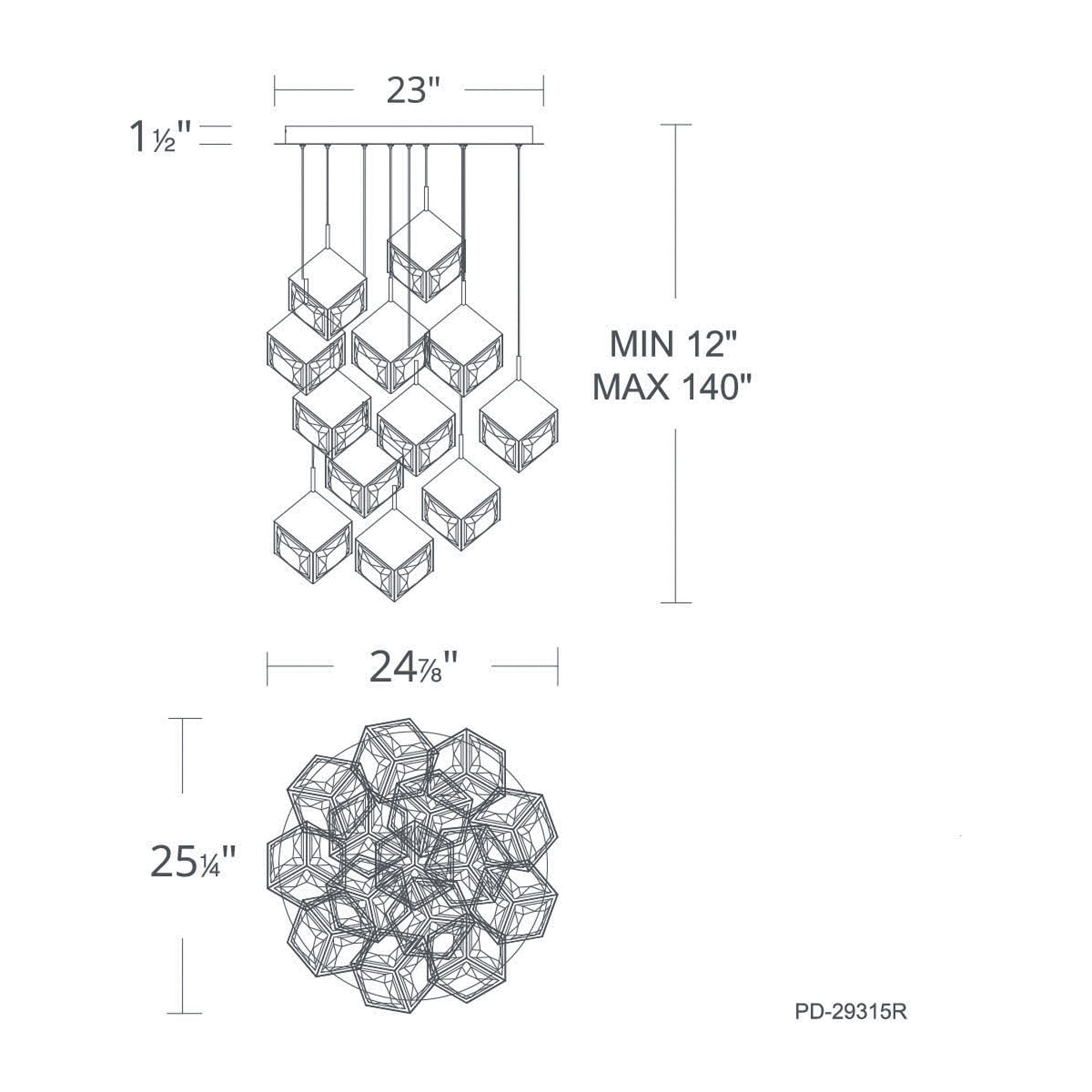 Ice Cube 15-Light Round LED Multi Pendant