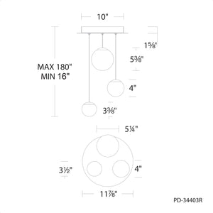 Pisces 3-Light 11.9" LED Round Multi Pendant