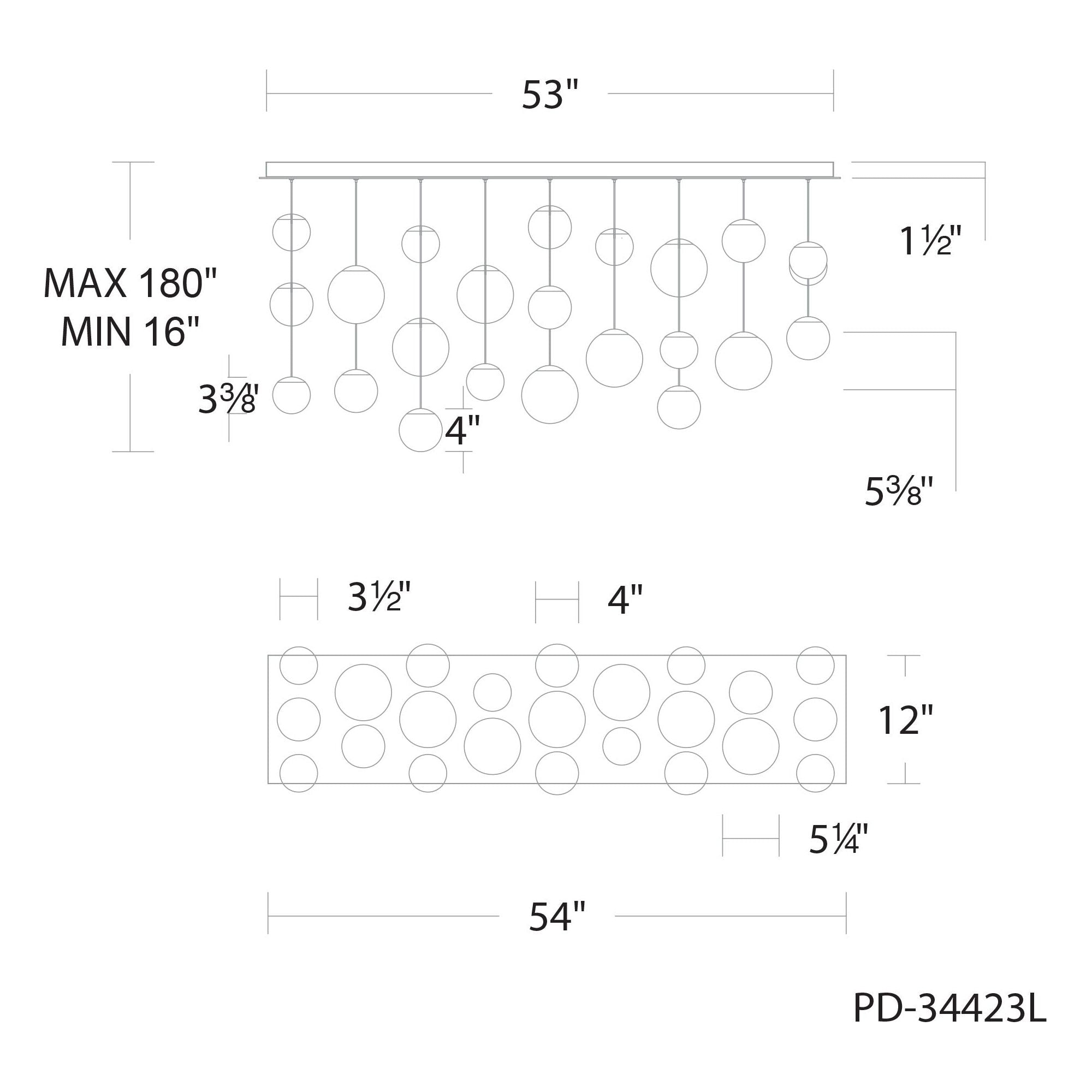 Pisces 23-Light 54" LED Linear Multi Pendant