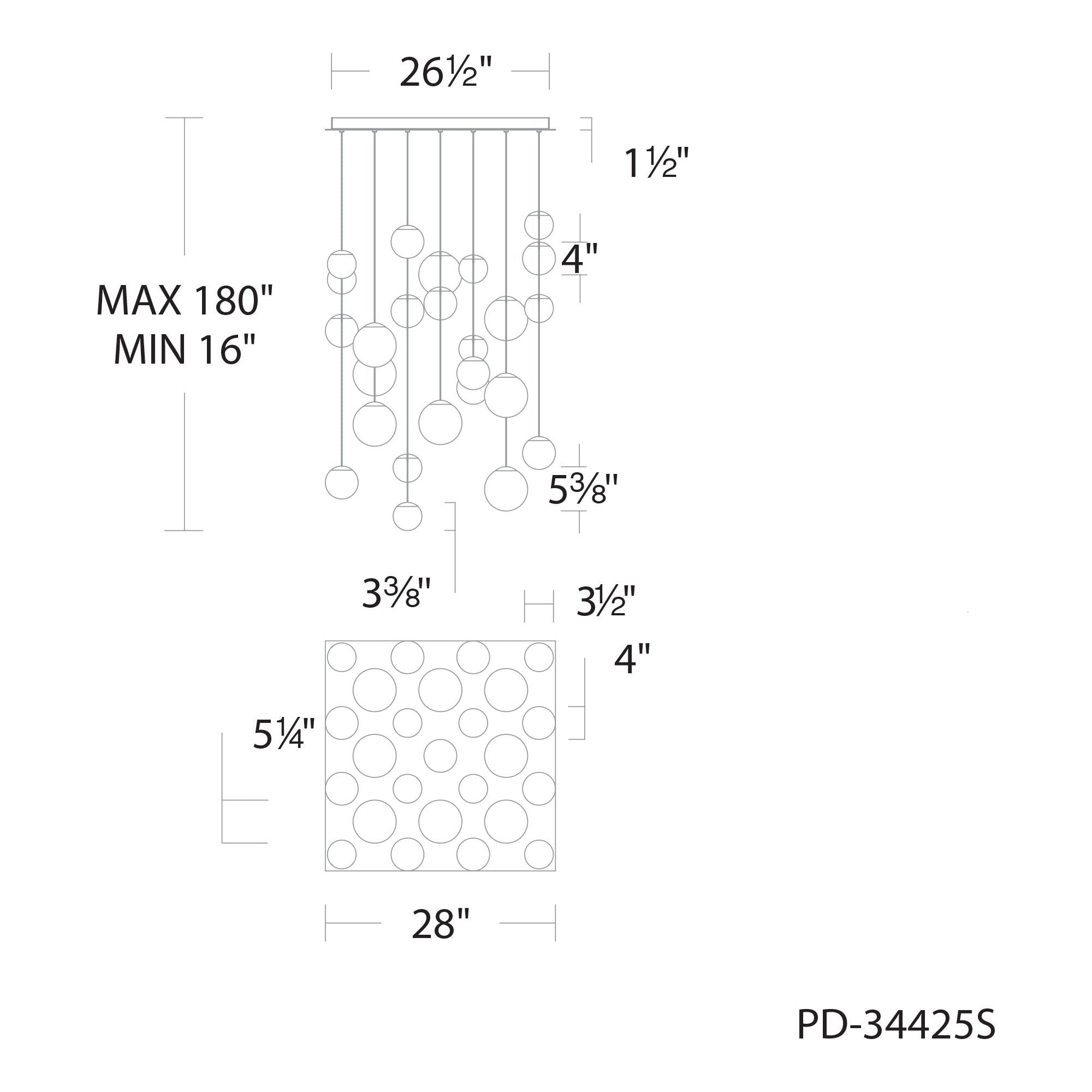 Pisces 25-Light 28" LED Square Multi Pendant