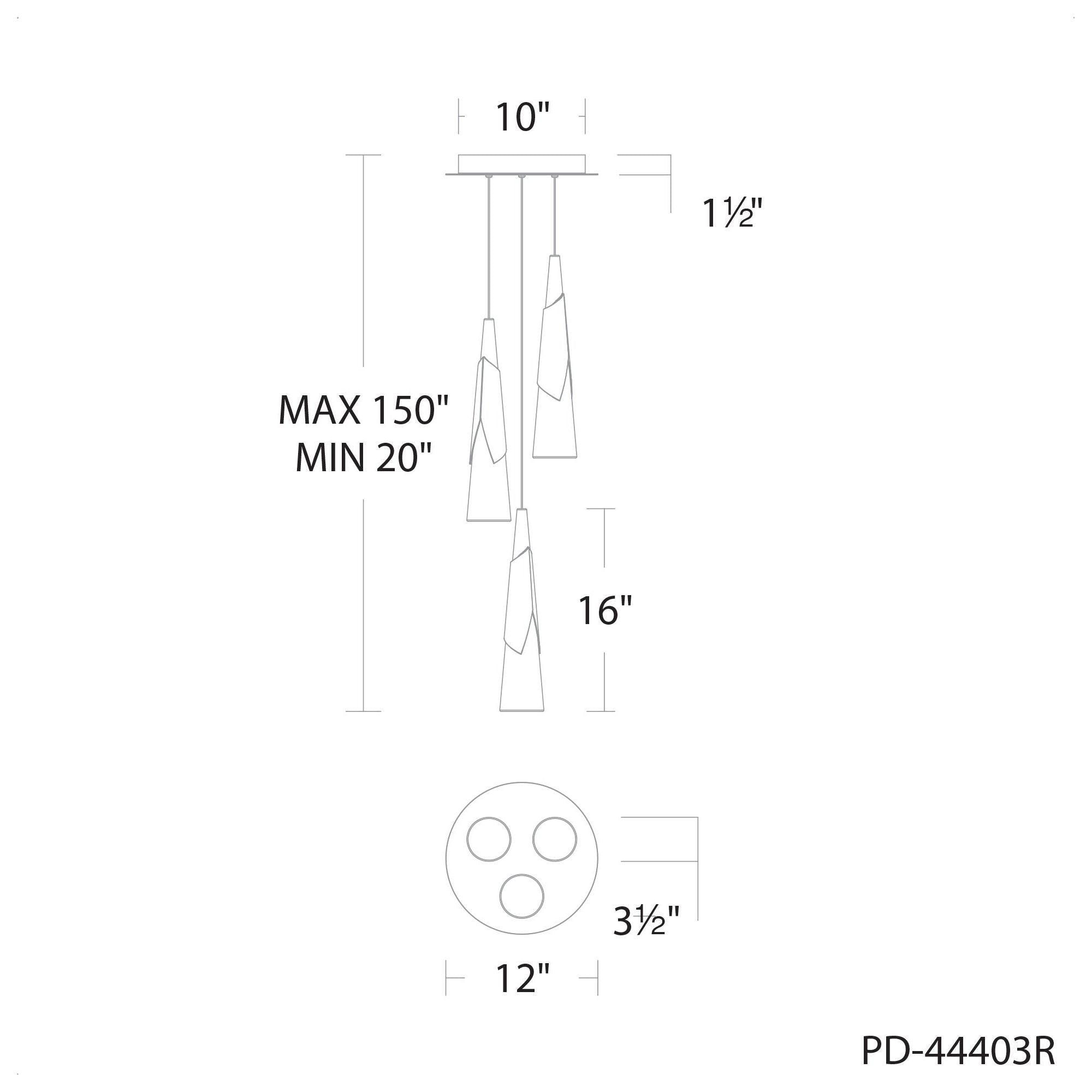 Kilt 3-Light 12" LED Round Multi Pendant