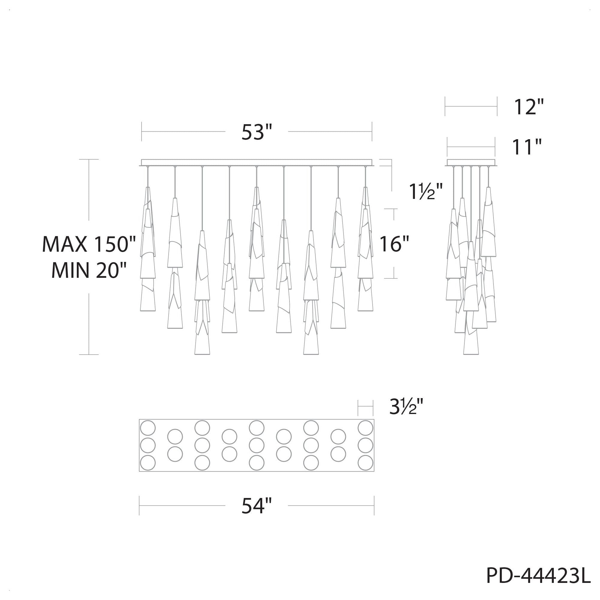 Kilt 23-Light 54" LED Linear Multi Pendant