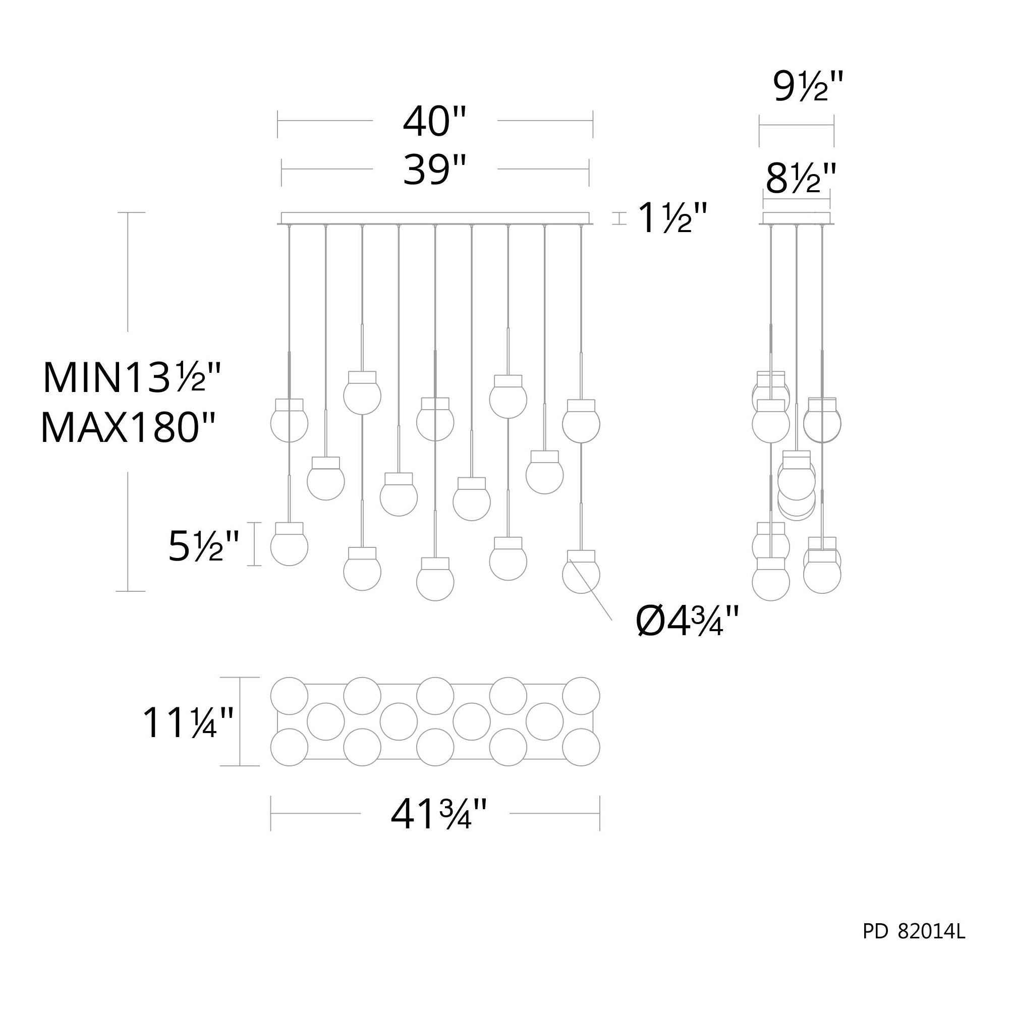 Double Bubble 14-Light 41.8" LED Linear Multi Pendant