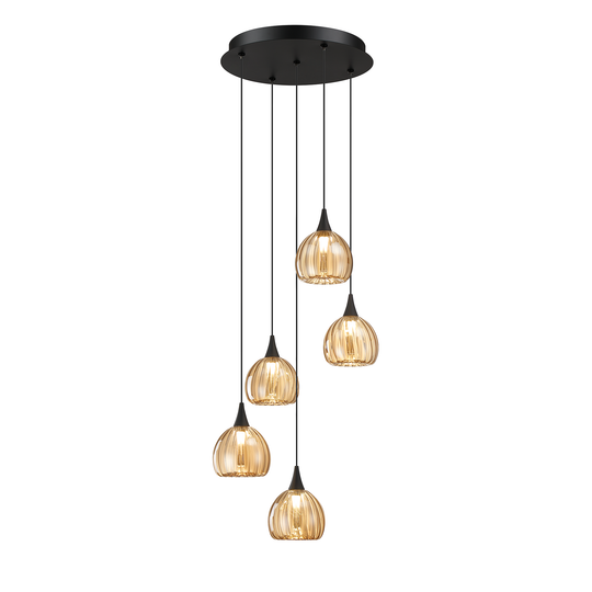 Oriana 5-Light LED Pendant Pan (Glass Style "A")