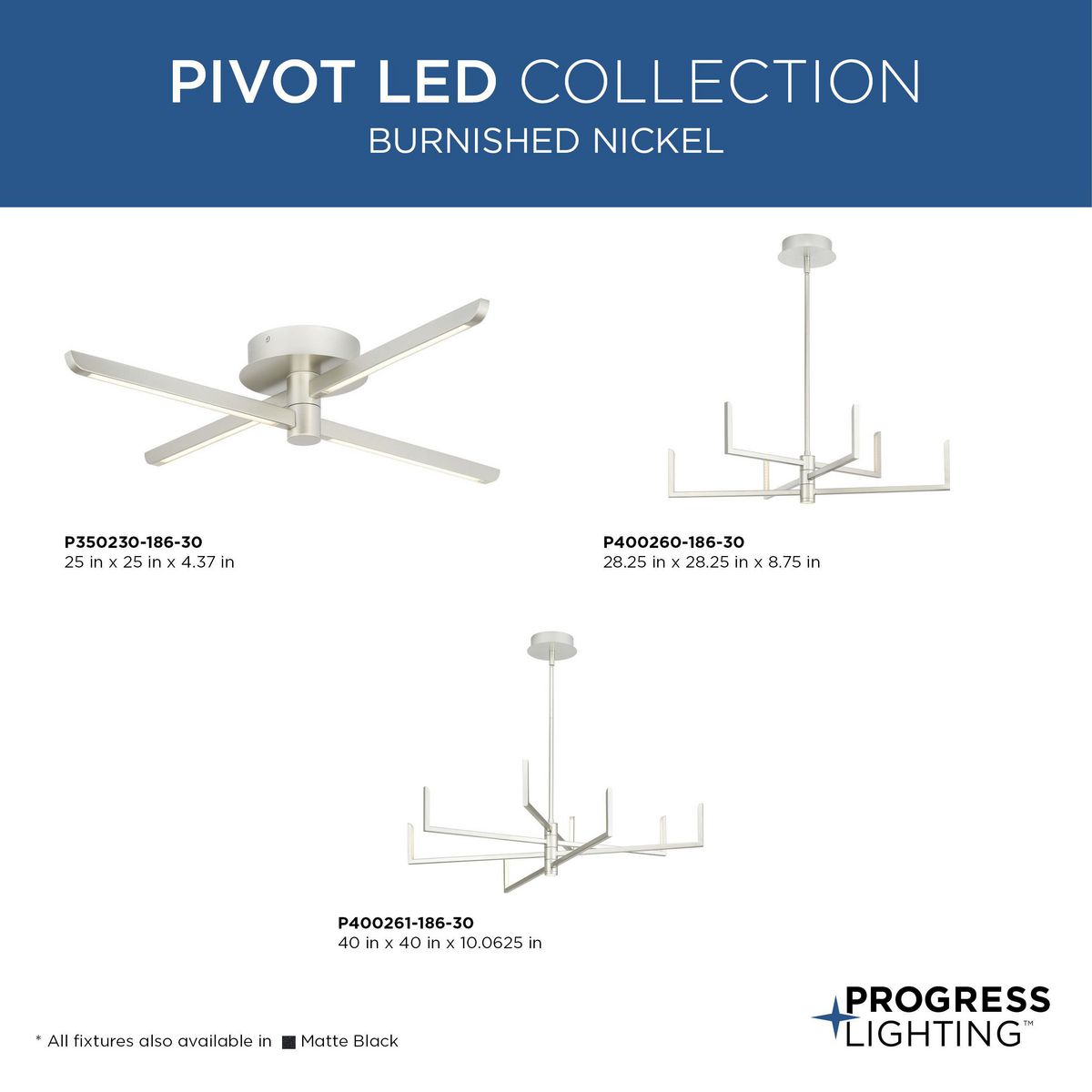 Pivot LED 3-Light Close-to-Ceiling