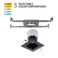 Pop-in 4" LED 5-CCT Square New Construction Recessed Kit