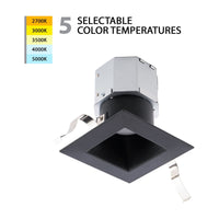 Pop-in 4" LED 5-CCT Square Remodel Recessed Kit