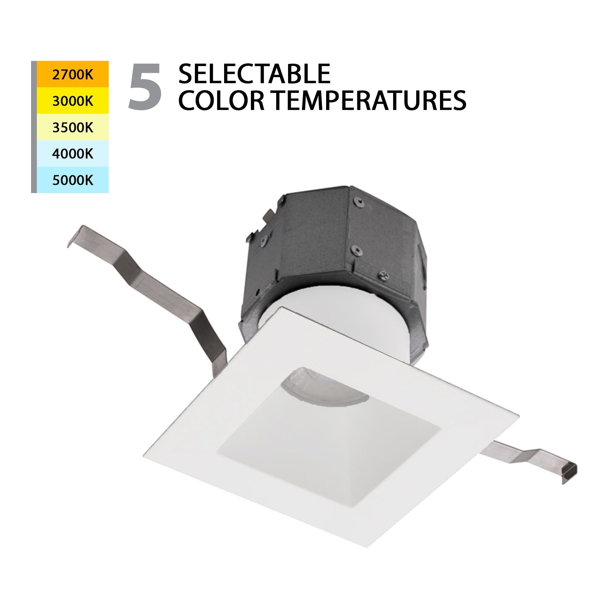 Pop-in 4" LED 5-CCT Square Remodel Recessed Kit