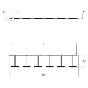 Suspenders 36" 2-Bar In-Line Linear with Crystal Double Glass Rod Luminaires