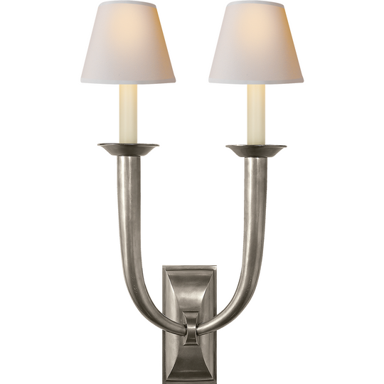 French Deco Horn Double Sconce