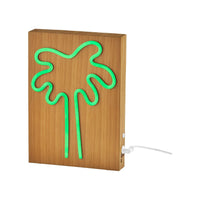 Wood Framed Neon Palm Tree Table/Wall Lamp