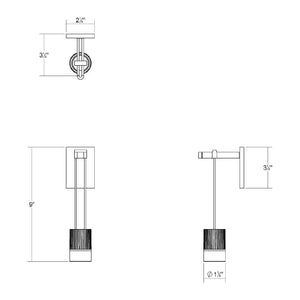 Suspenders Mini Single Sconce with Suspended Cylinder with Glass Drum Diffuser