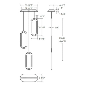 Atom 3-Light Vertical Oblong Pendant 5CCT