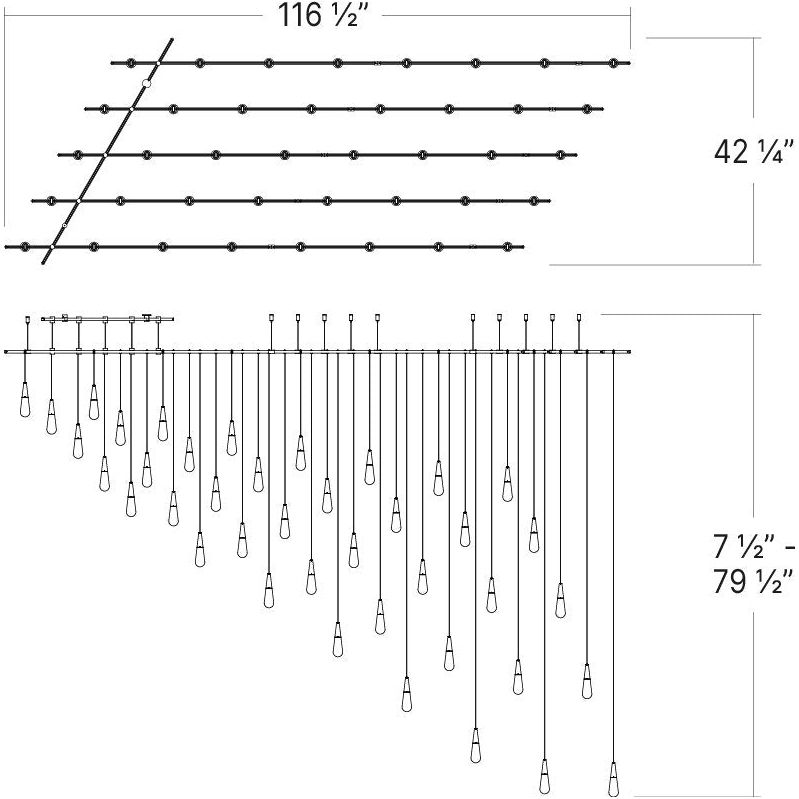 Suspenders 48" x 96" Parallels with Height Adjustable Etched Teardrop Luminaires