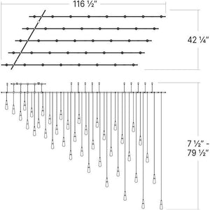 Suspenders 48" x 96" Parallels with Height Adjustable Etched Teardrop Luminaires