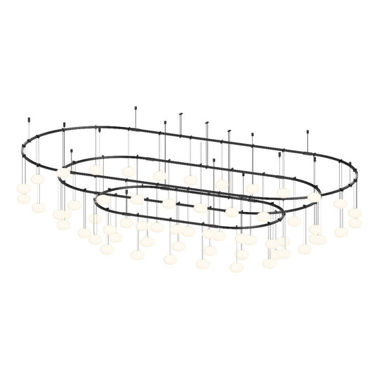 Suspenders 40" x 88" Path 3-Bar Racetrack with Height Adjustable Etched Globe Luminaires