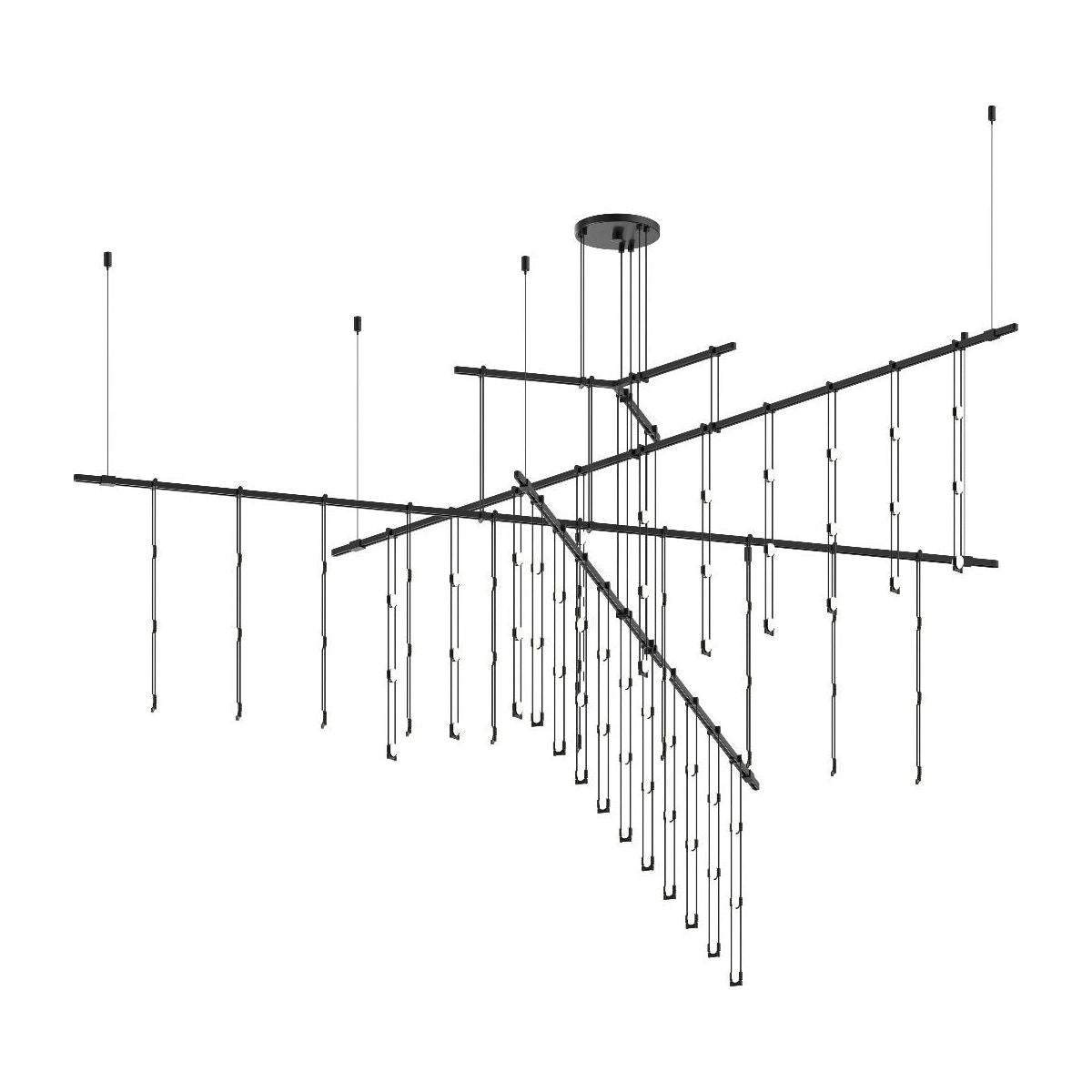 Suspenders 72" 4-Tier Tri-Bar with Crystal Ladder Light Luminaires