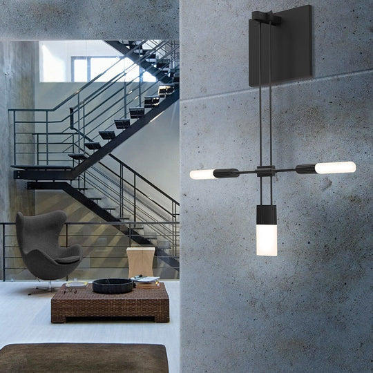 Suspenders Standard Single Sconce with Etched Chiclet Cluster Luminaire