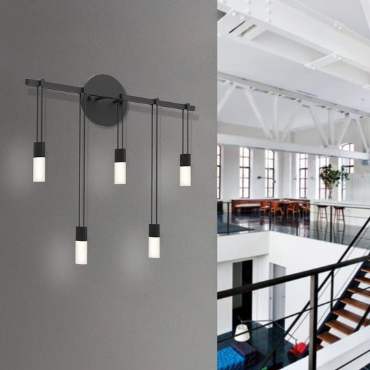 Suspenders 18" Staggered Bar Sconce with Etched Chiclet Luminaires